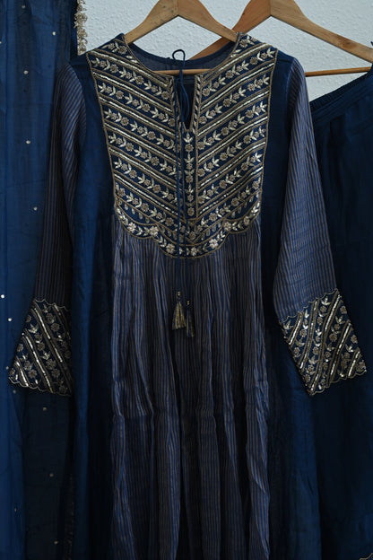 Midnight Blue Side Panel Kurta Set
