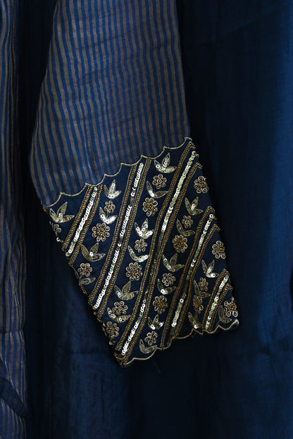 Midnight Blue Side Panel Kurta Set