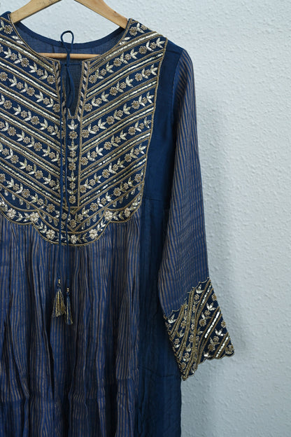 Midnight Blue Side Panel Kurta Set