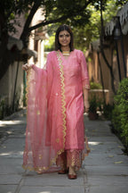 Peach Chanderi Silk Suit Set