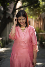Peach Chanderi Silk Suit Set