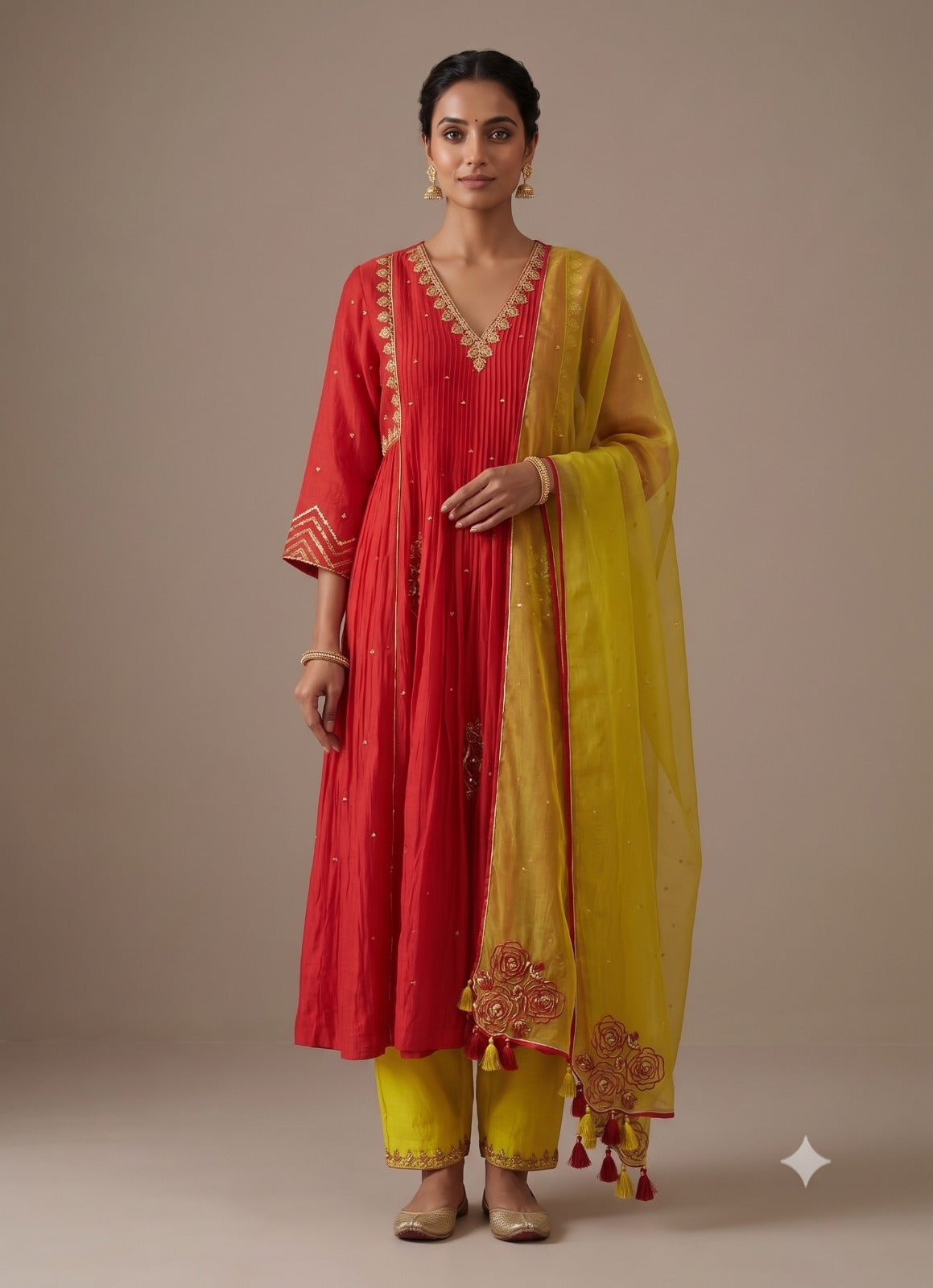 Electric Red 5 Boota Kurta Set