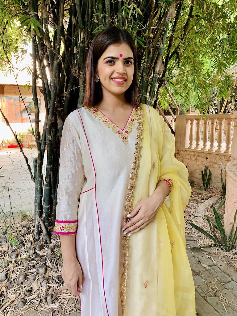 Beige Chanderi Silk Suit Set
