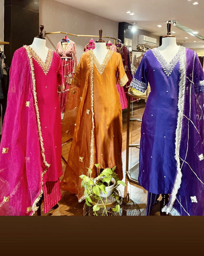 Fuchsia Gotta Patti Kurta set