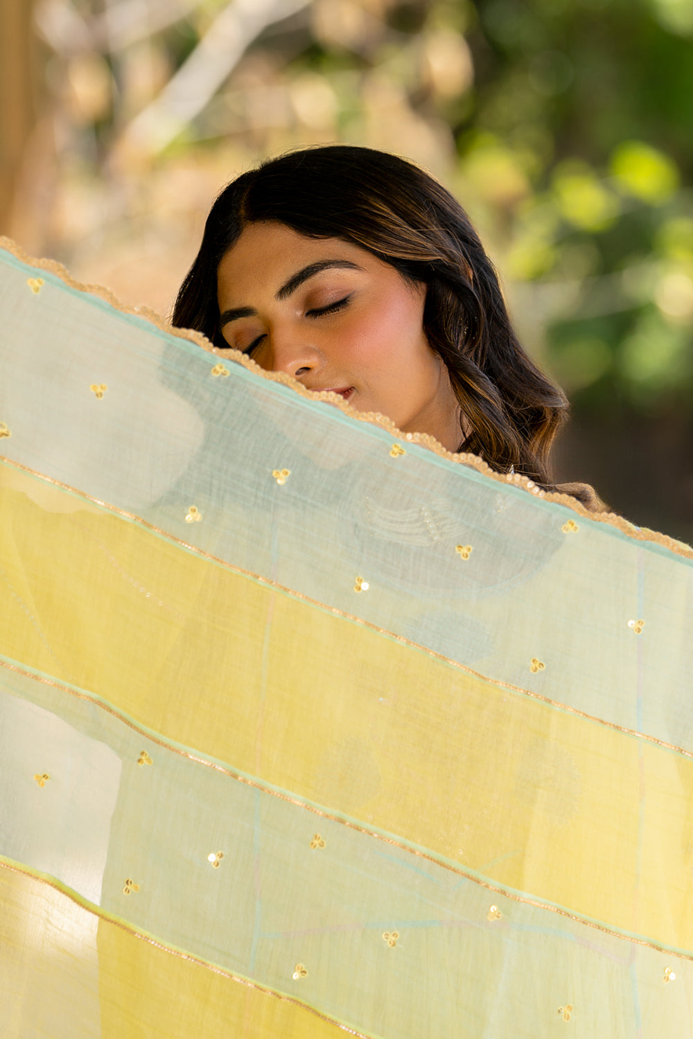 Pastel Yellow Poppy Motif A-line Kurta Set