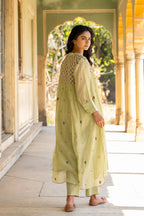 Pastel Green Gathered Dress Set