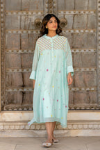 Paste Blue Gathered Dress