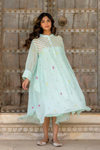 Paste Blue Gathered Dress