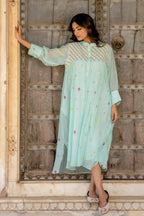 Paste Blue Gathered Dress