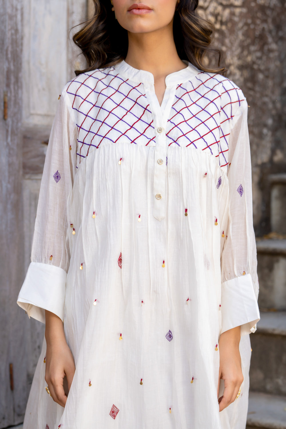 White Gathered Dress
