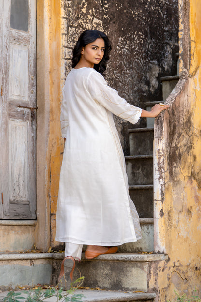 White Sequins Kurta Set