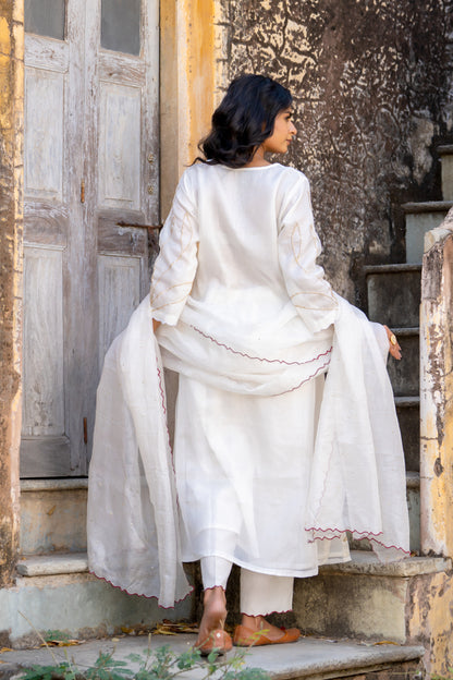 White Sequins Kurta Set
