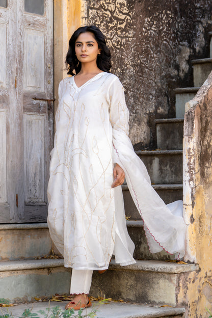 White Sequins Kurta Set