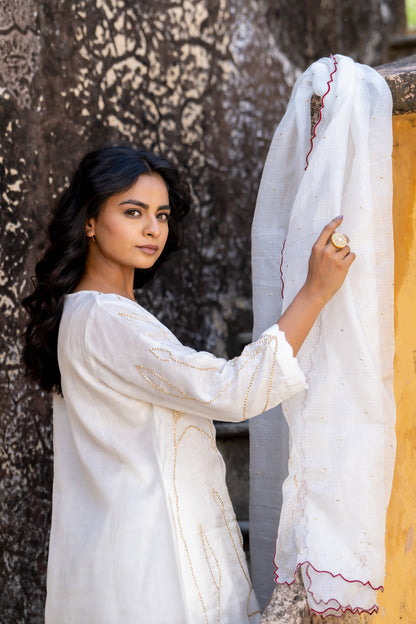 White Sequins Kurta Set