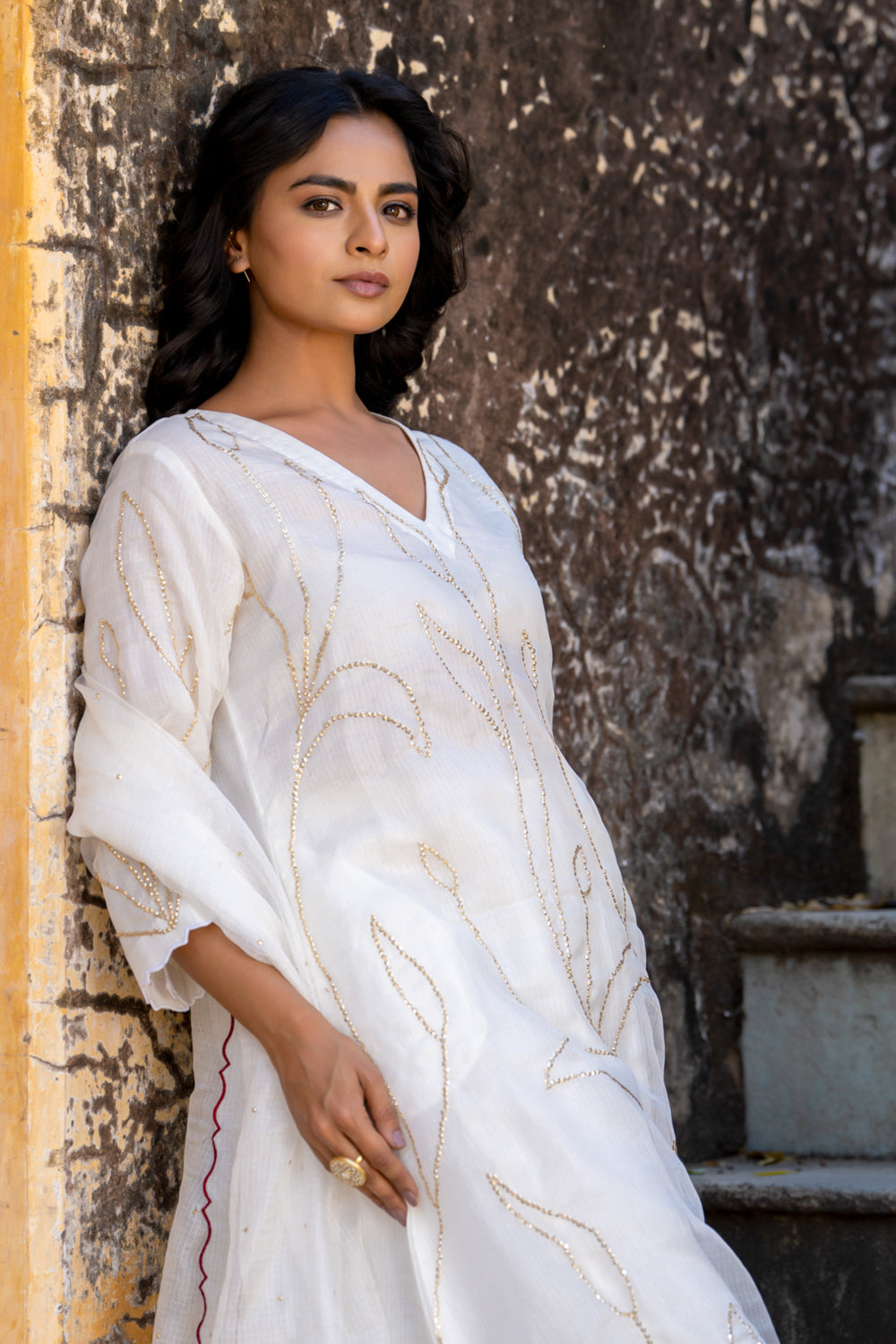 White Sequins Kurta Set