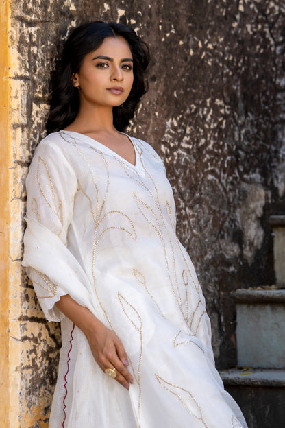 White Sequins Kurta Set