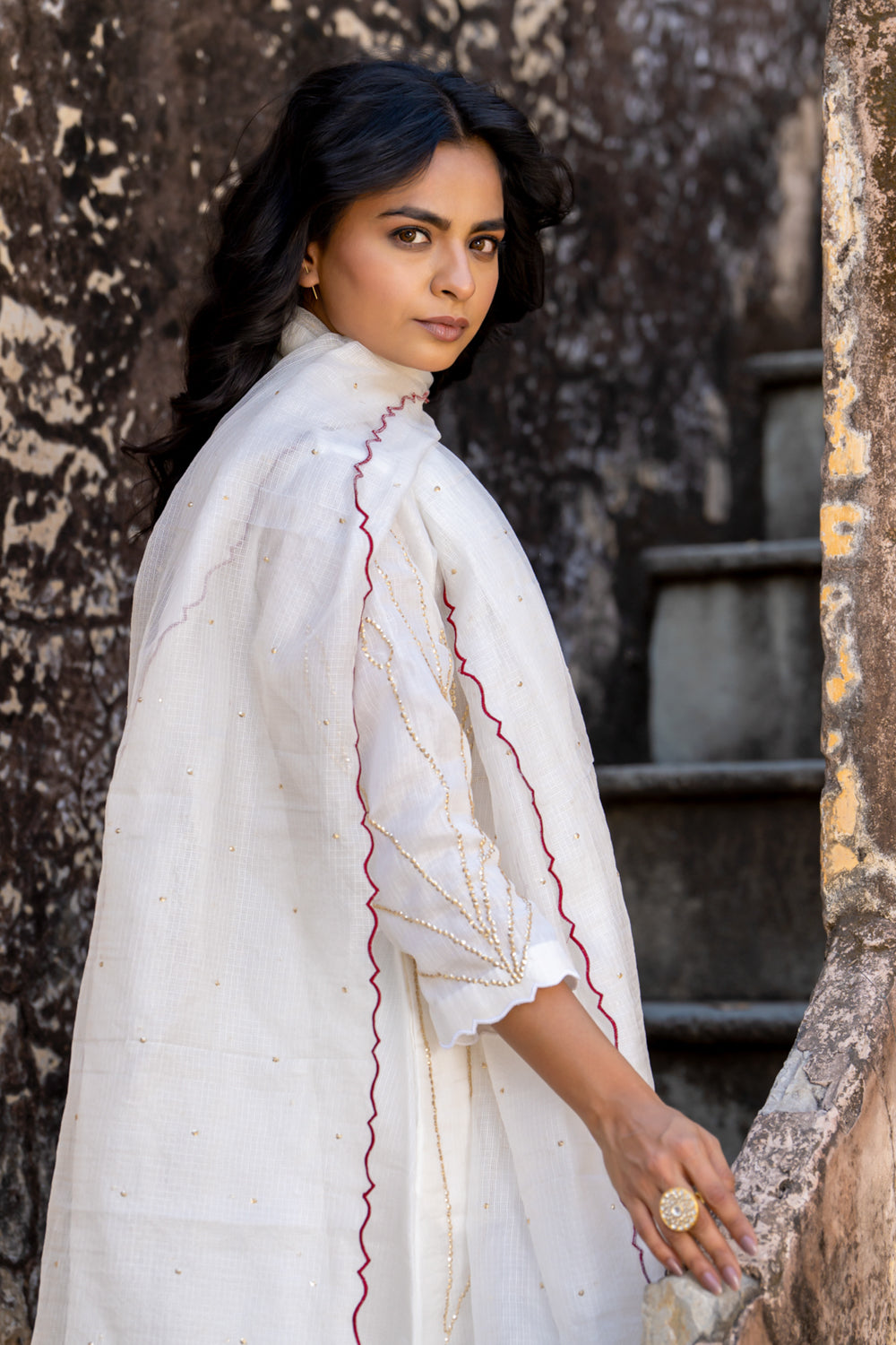 White Sequins Kurta Set