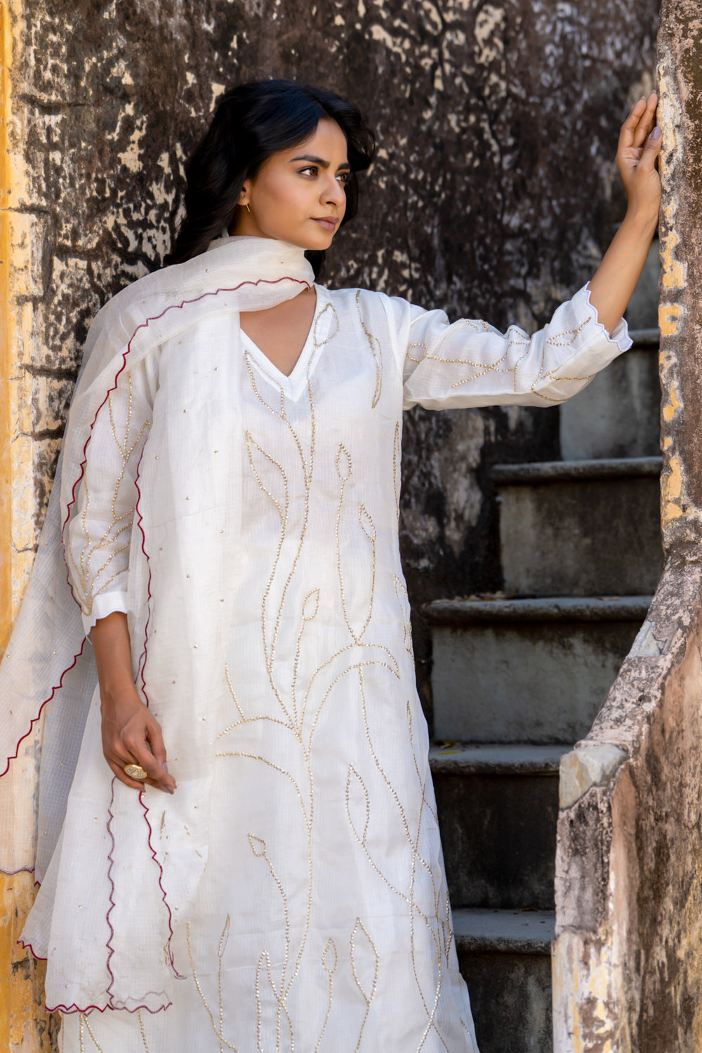 White Sequins Kurta Set