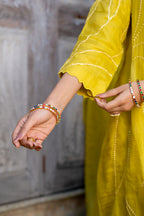 Mustard Sequins A-line Kurta Set