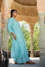 Sky Blue Sequins A-line Kurta Set