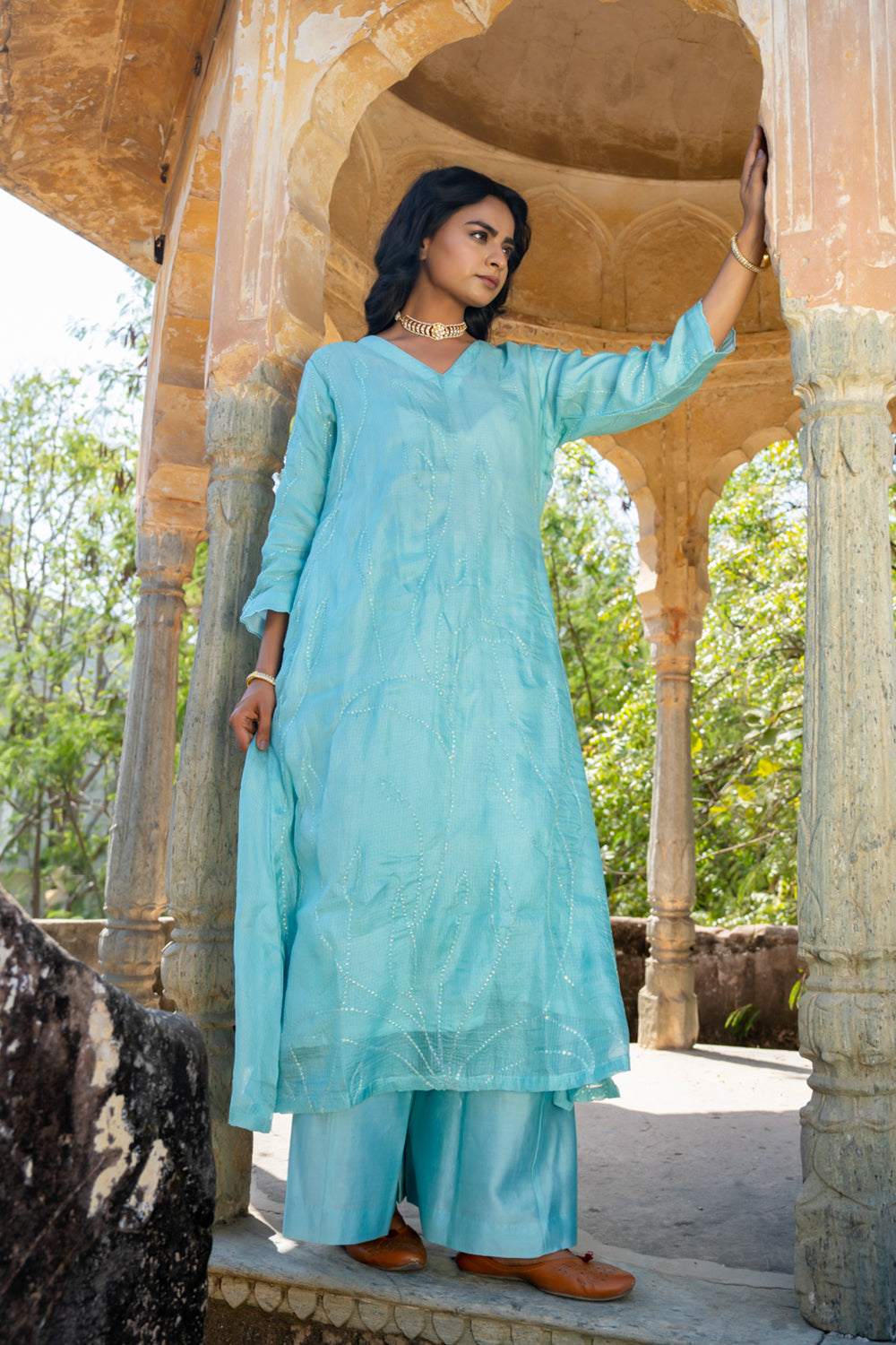 Firozi Sequins Suit Set