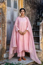 Rose Gold Floral Jaal A-line Kurta Set