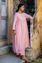 Rose Gold Floral Jaal A-line Kurta Set