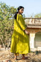 Olive Rani Khajur Booti Anarkali Suit Set