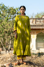 Olive Rani Khajur Booti Anarkali Suit Set