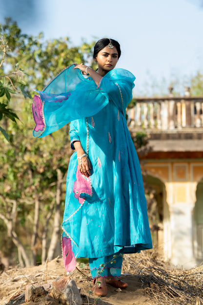 FirozI Khajur Booti Anarkali Suit Set