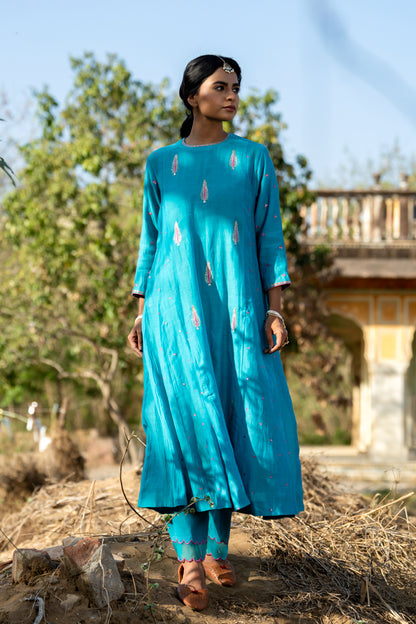 FirozI Khajur Booti Anarkali Suit Set