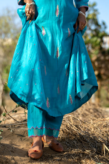 FirozI Khajur Booti Anarkali Suit Set