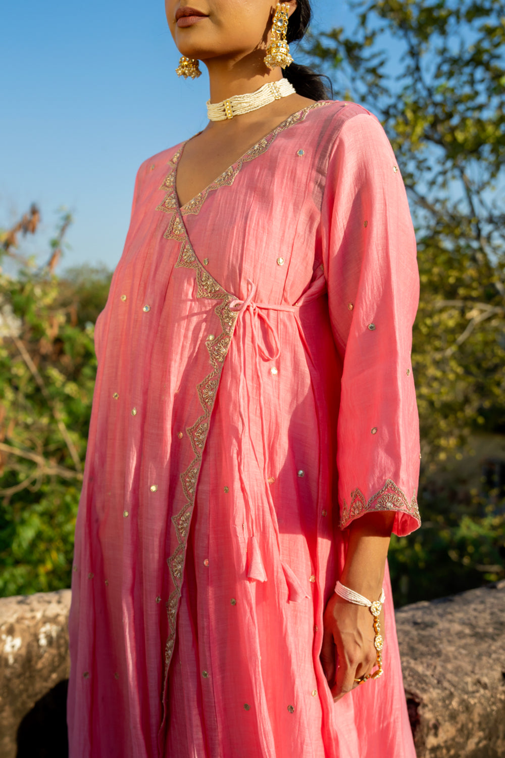 Pink Angrakha Set
