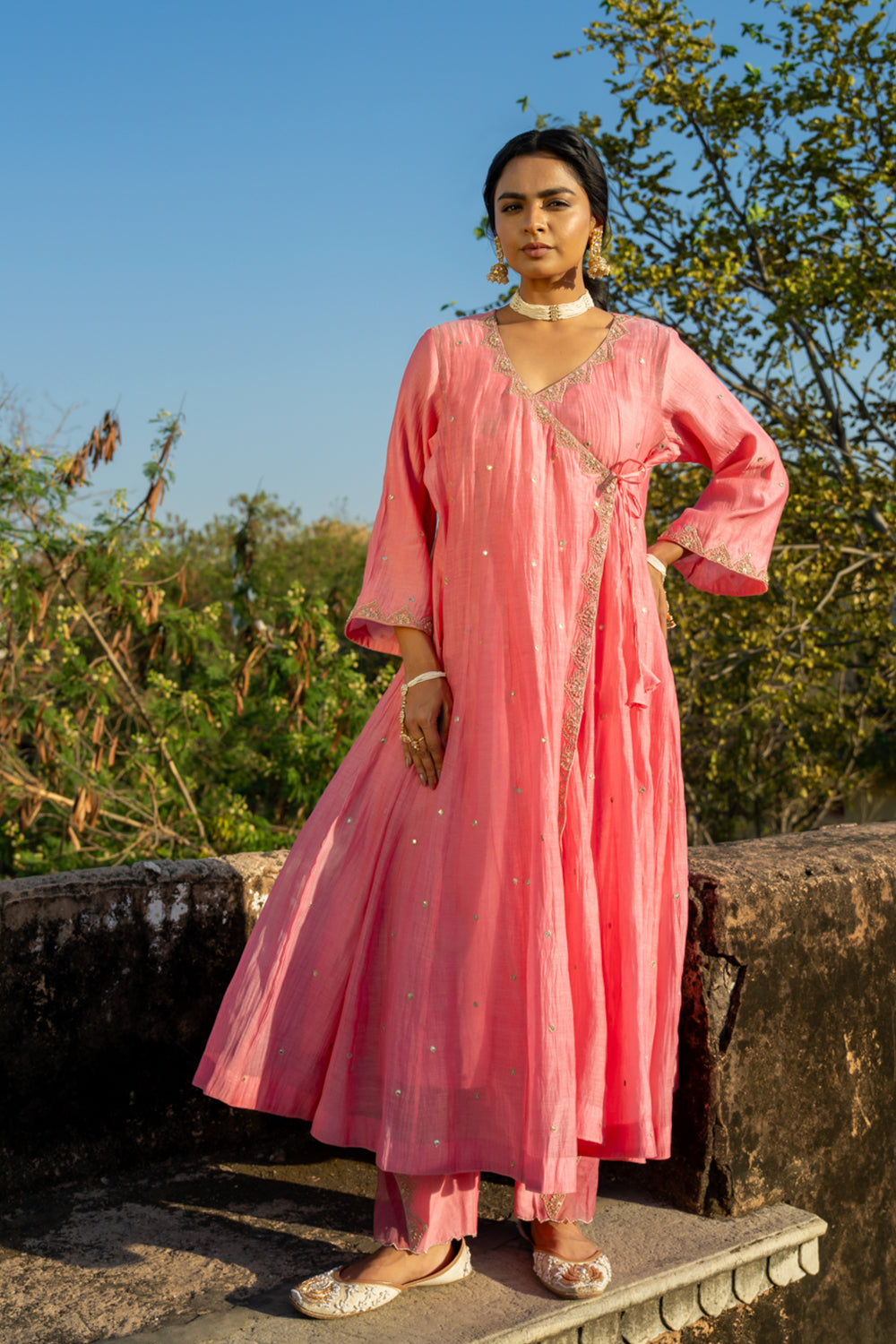 Pink Angrakha Set