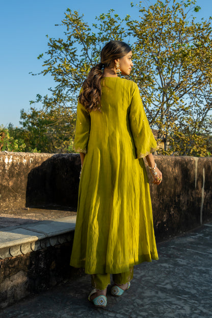 Olive Green Angrakha Set