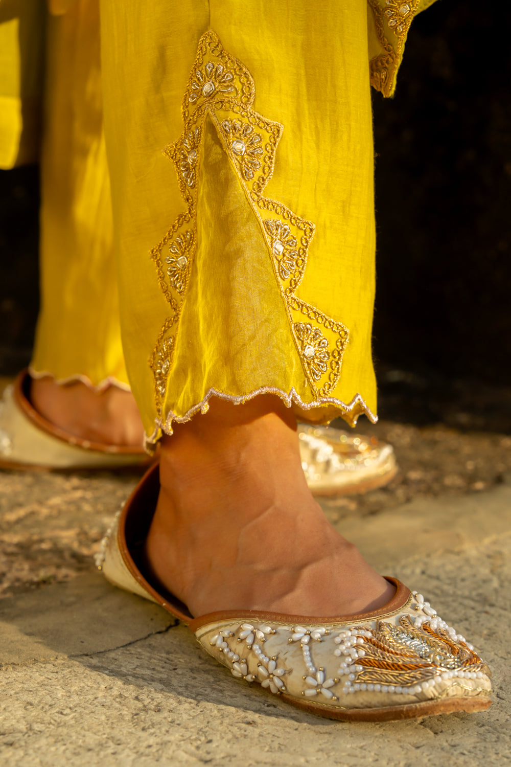 Mustard Yellow Angrakha Set