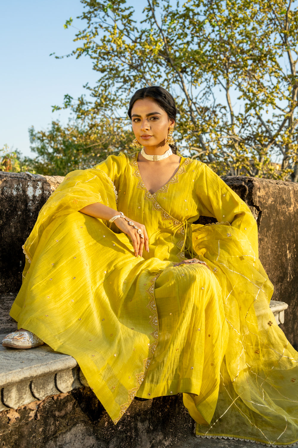 Mustard Yellow Angrakha Set