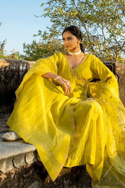 Mustard Yellow Angrakha Set