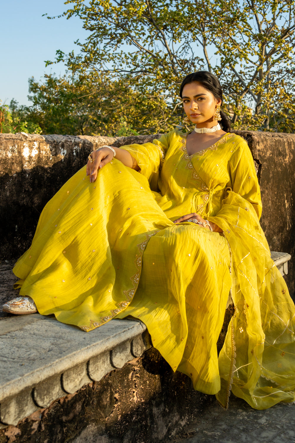 Mustard Yellow Angrakha Set