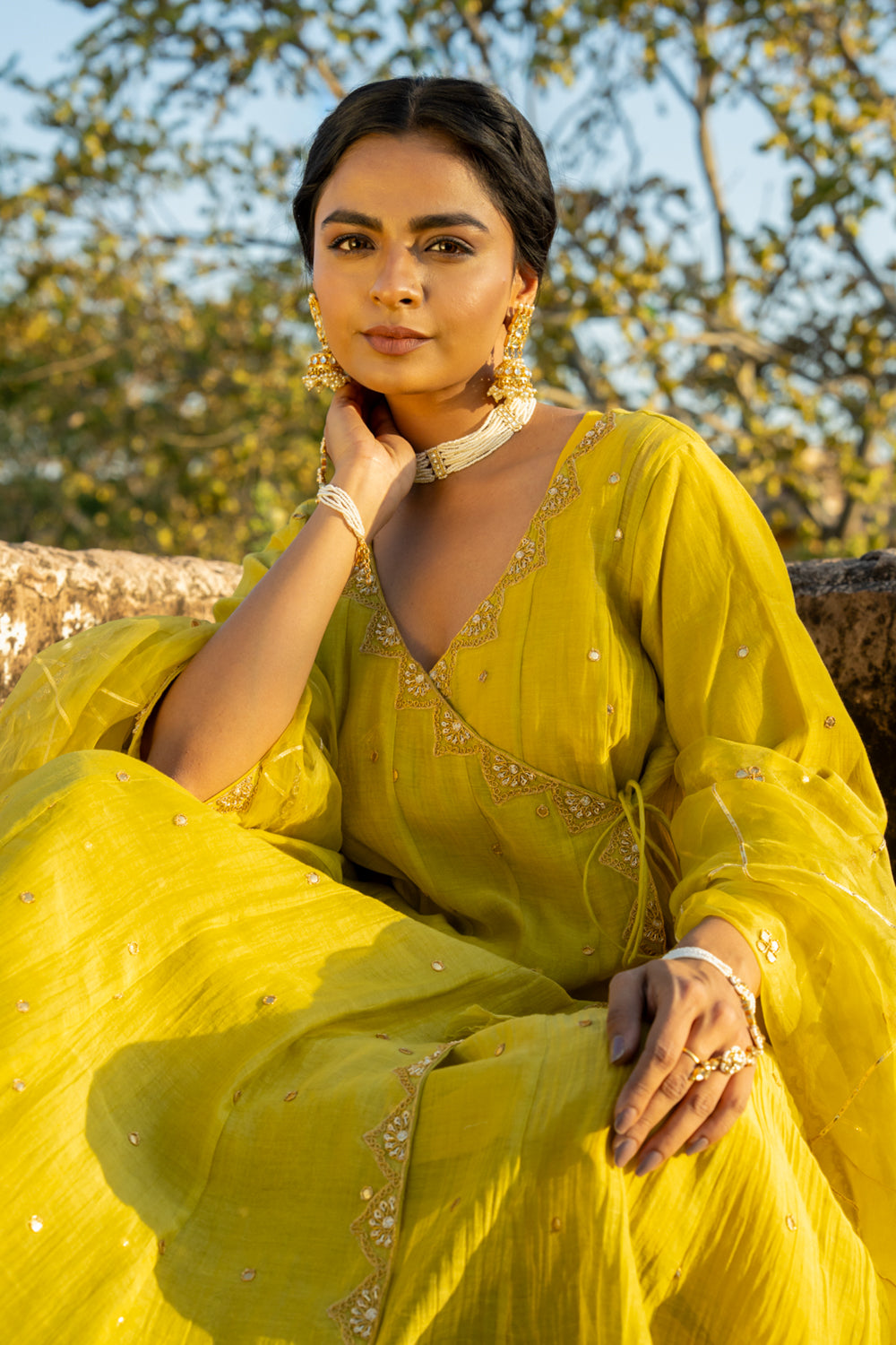 Mustard Yellow Angrakha Set