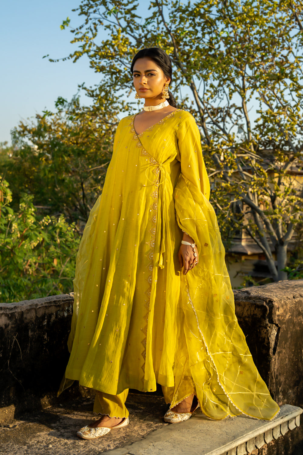 Mustard Yellow Angrakha Set