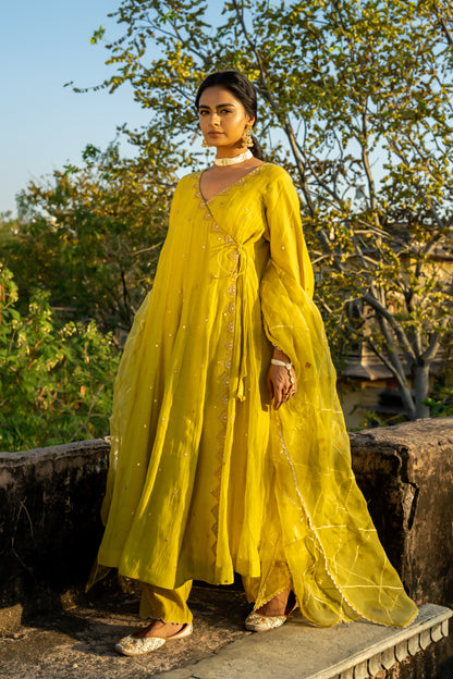 Mustard Yellow Angrakha Set