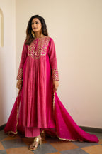 Pink tissue centre gathered suit set