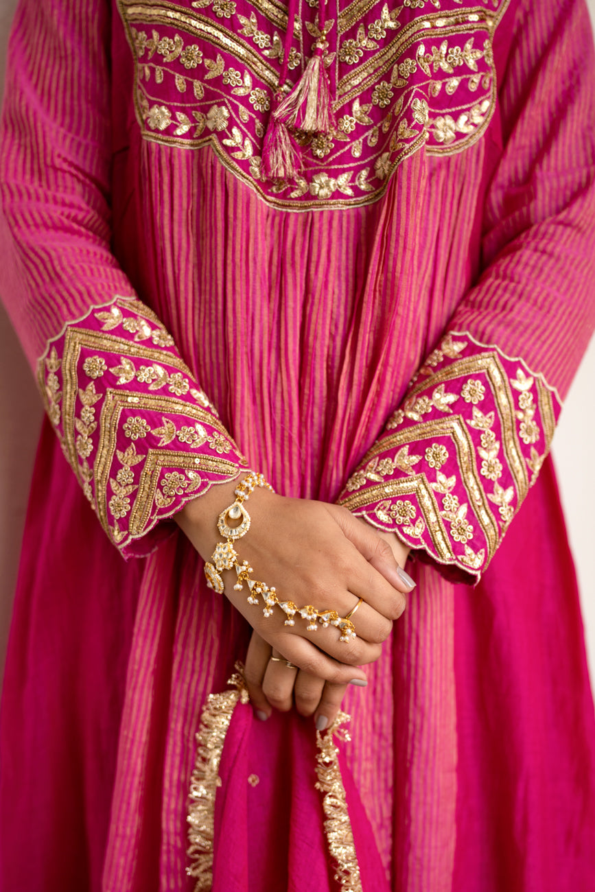 Pink tissue centre gathered suit set