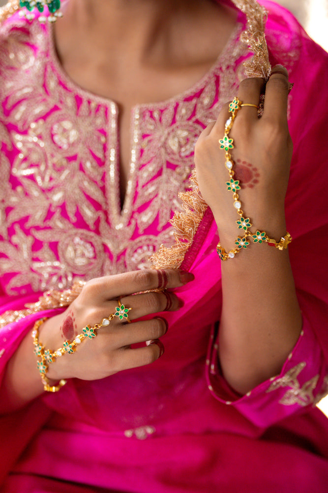 Magenta Marori Work Straight Kurta Set