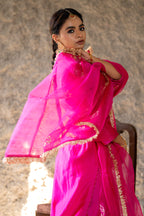 Magenta Marori Work Straight Kurta Set