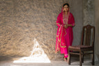 Magenta Marori Work Straight Kurta Set