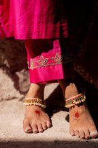 Magenta Marori Work Straight Kurta Set