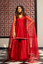 Deep maroon Sequinns Sharara set
