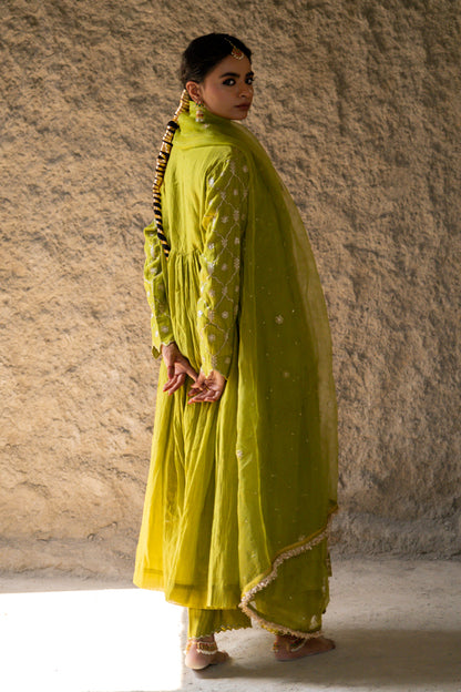 Neev Olive Green Aarkali Suit Set